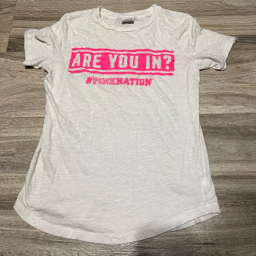 PINK -white semi transparent women’s Tshirt Size XS